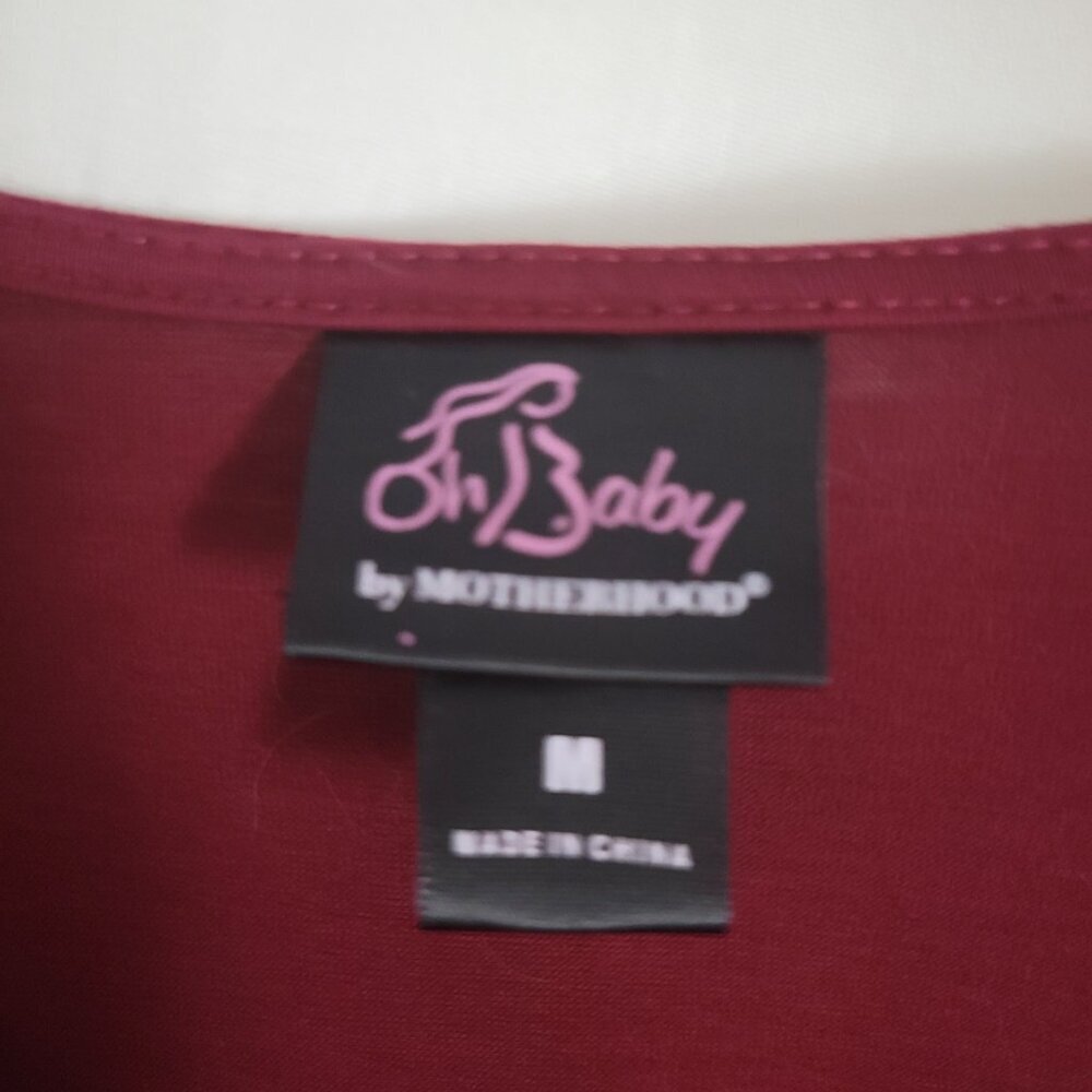 Oh Baby! Motherhood Top Medium maternity stretch embellished tie cranberry wine - Picture 8 of 10